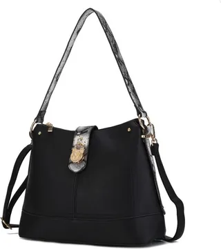 MKF Collection by Mia K Ezra Snake Embossed Vegan Leather Women’s Shoulder Bag - Black