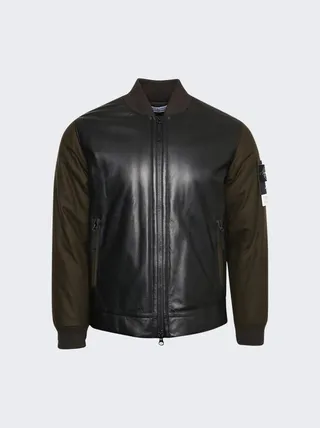 Leather Bomber Jacket Black