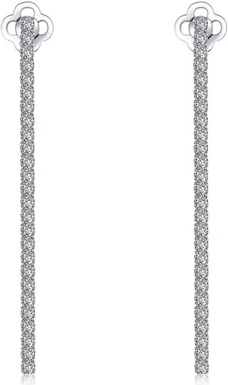 Simulated Diamond Linear Drop Earrings