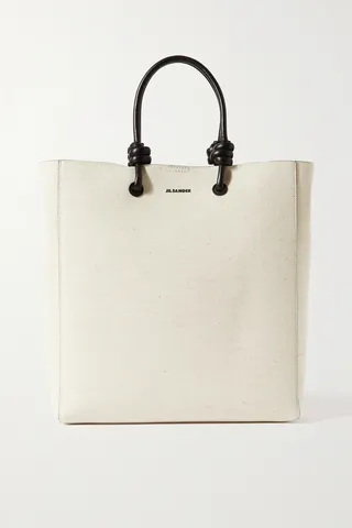 Jil Sander - Knotted Leather And Linen Tote - Neutrals
