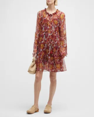 Daisy Tiered Floral-Print Mini Dress