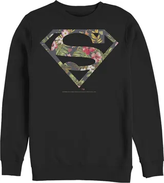 Men's Superman Floral Shield Logo Sweatshirt - Black - Medium