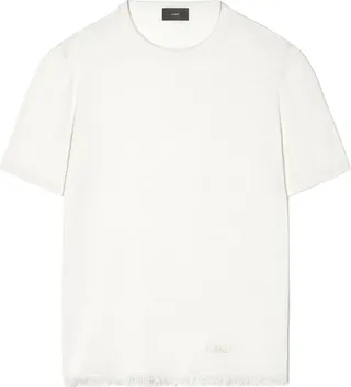frayed-trim linen T-shirt