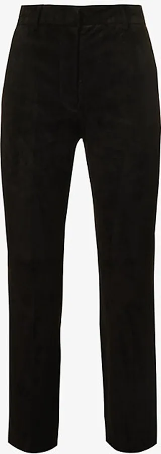 Womens Black Coleman Straight-leg Mid-rise Leather Trousers