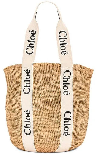Chloe Woody Tote Bag in White