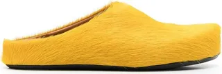 Fur-Trimmed Sabot Slippers