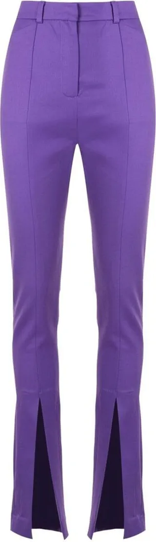 High-Waist Front Slit Trousers