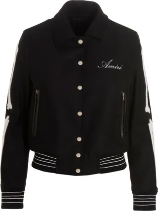 Amiri Logo Embroidered Buttoned Bomber Jacket