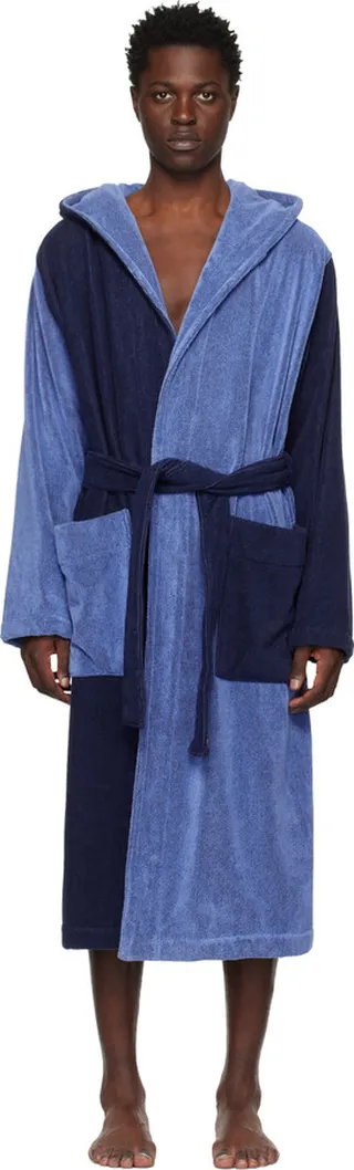 Tekla SSENSE Exclusive Navy & Blue Robe
