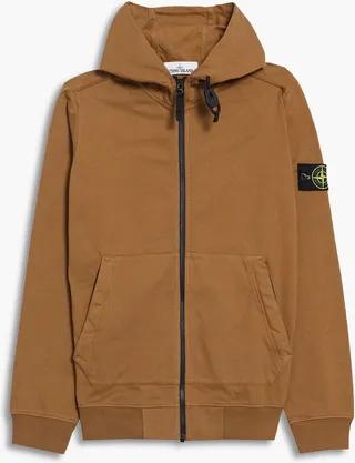 Logo-appliquéd cotton zip-up hoodie