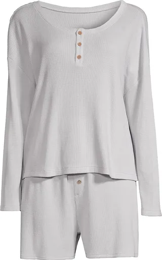 Two-Piece Cozy Waffle Henley & Shorts Set