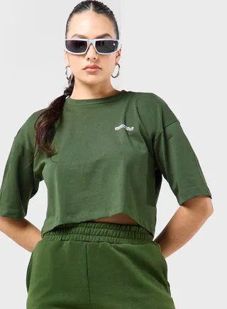 Boxy Space Printed Cropped T-Shirt