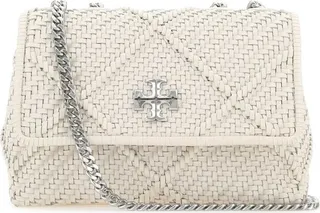 Tory Burch Logo Plaque Weaved Crossbody Bag