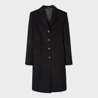 Women's Black Four-Button Wool-Cashmere Epsom Coat
