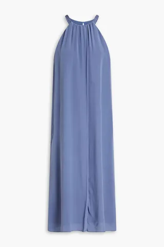 Ora gathered silk crepe de chine dress