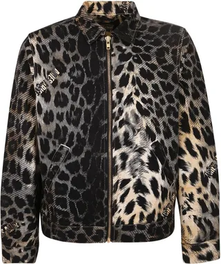 Aries Leopard Printed Zipped Bomber Jacket