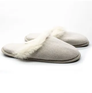 Portolano Ladies Slippers With Rabbit Fur Trim On Top