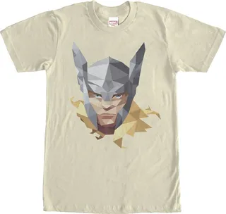 Men's Marvel Geometric Thor Portrait T-Shirt - Cream - Small