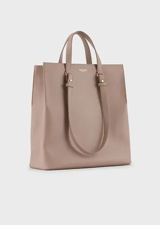 Leather rectangular shopper bag