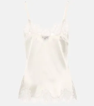 Lace-trimmed satin camisole