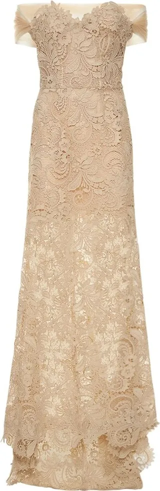 Swetheart macramé tulle long dress