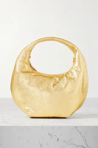 Oroton - Tulip Mini Metallic Crinkled-leather Tote - Gold