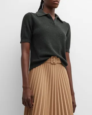 Sequin-Embellished Knit Polo