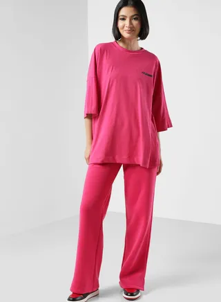 Racer Printed Wide Leg Joggers