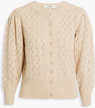 Wilsale pointelle-knit cotton and linen-blend cardigan