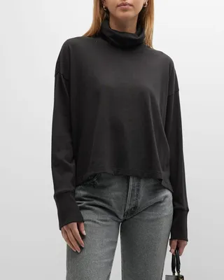 Compact Cotton Jersey Turtleneck Sweater