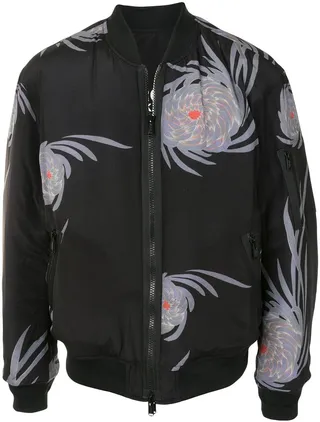 Floral-Print Zip-Up Bomber Jacket