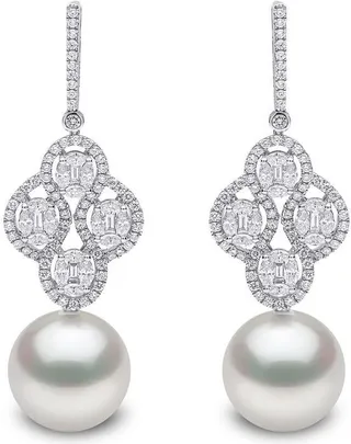 18kt white gold Starlight South Sea pearl and diamond drop earring