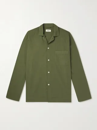 Camp-Collar Organic Cotton-Poplin Pyjama Shirt