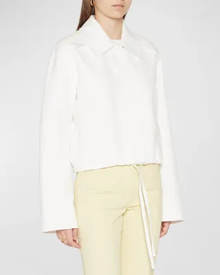 Cropped Relaxed-Fit Drawstring Jacket
