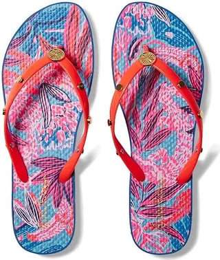 Lilly Pulitzer Embellished Pool Flip-Flop (Ruby Red Wild Times Shoe) Women's Shoes