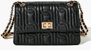 Faux Leather Quilted Crossbody Bag
