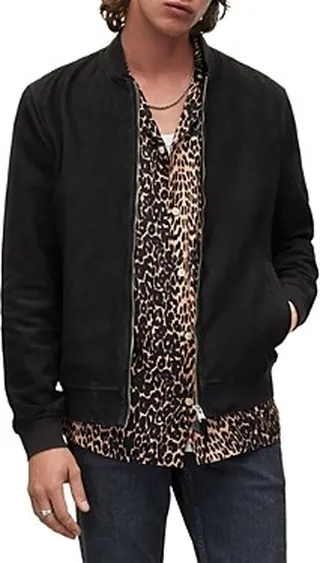 Allsaints Ronan Zip Front Suede Jacket
