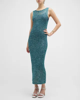 Sequin Mesh Midi Dress