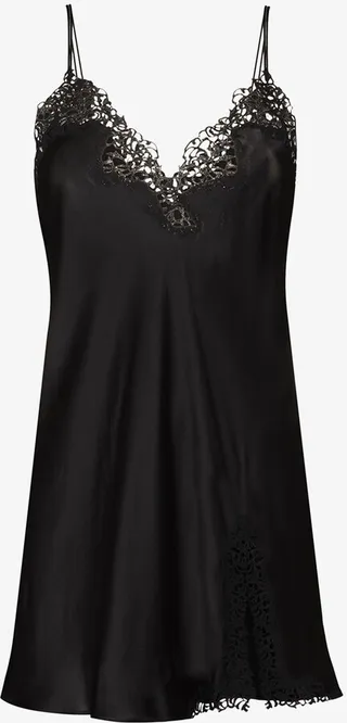 Petite Macramé Silk Slip Dress