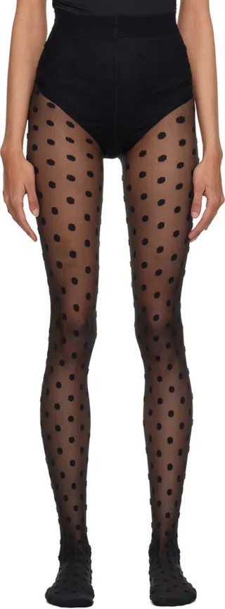 Lanvin Black Polka Dot Tights