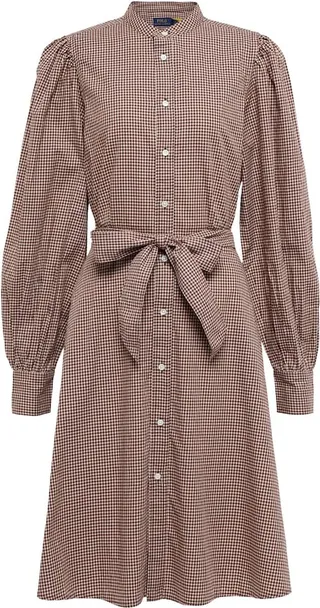 Checked cotton shirt dress