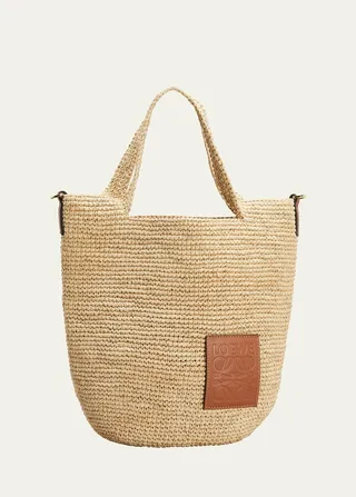 x Paula’s Ibiza Slit Mini Raffia Hobo Tote Bag