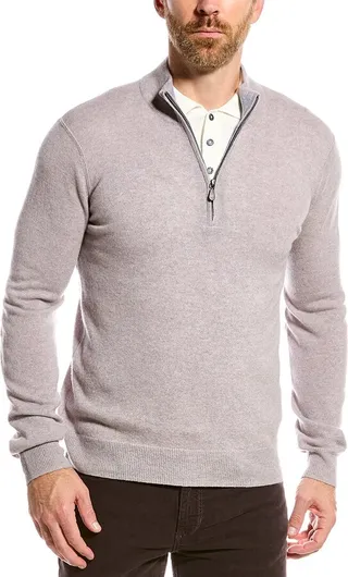 Raffi Zip Mock Neck Cashmere Sweater