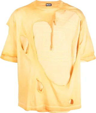 distressed-effect short-sleeve T-shirt