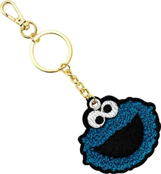 Cookie Monster Chenille Embroidered Patch Gold Hardware Keychain