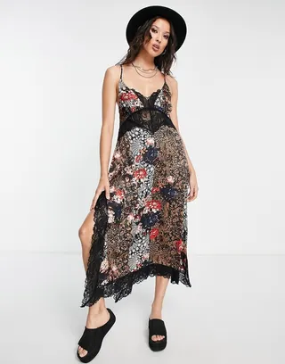 Free People Right Now floral print midi slip dress in multi