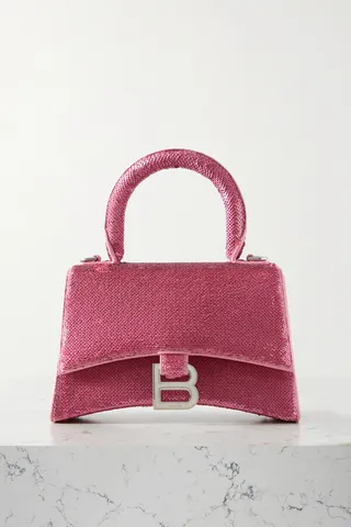 Balenciaga - Hourglass Xs Sequined Leather Tote - Pink