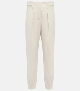 Cropped cotton-blend pants
