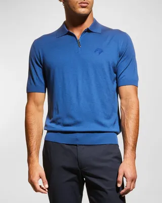 Men's Embroidered Logo Wool Polo Shirt