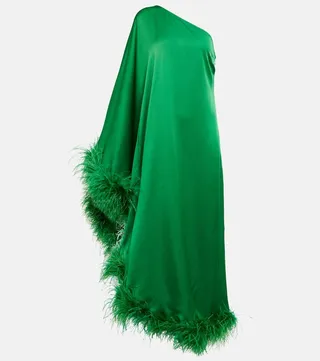 Ubud feather-trimmed gown